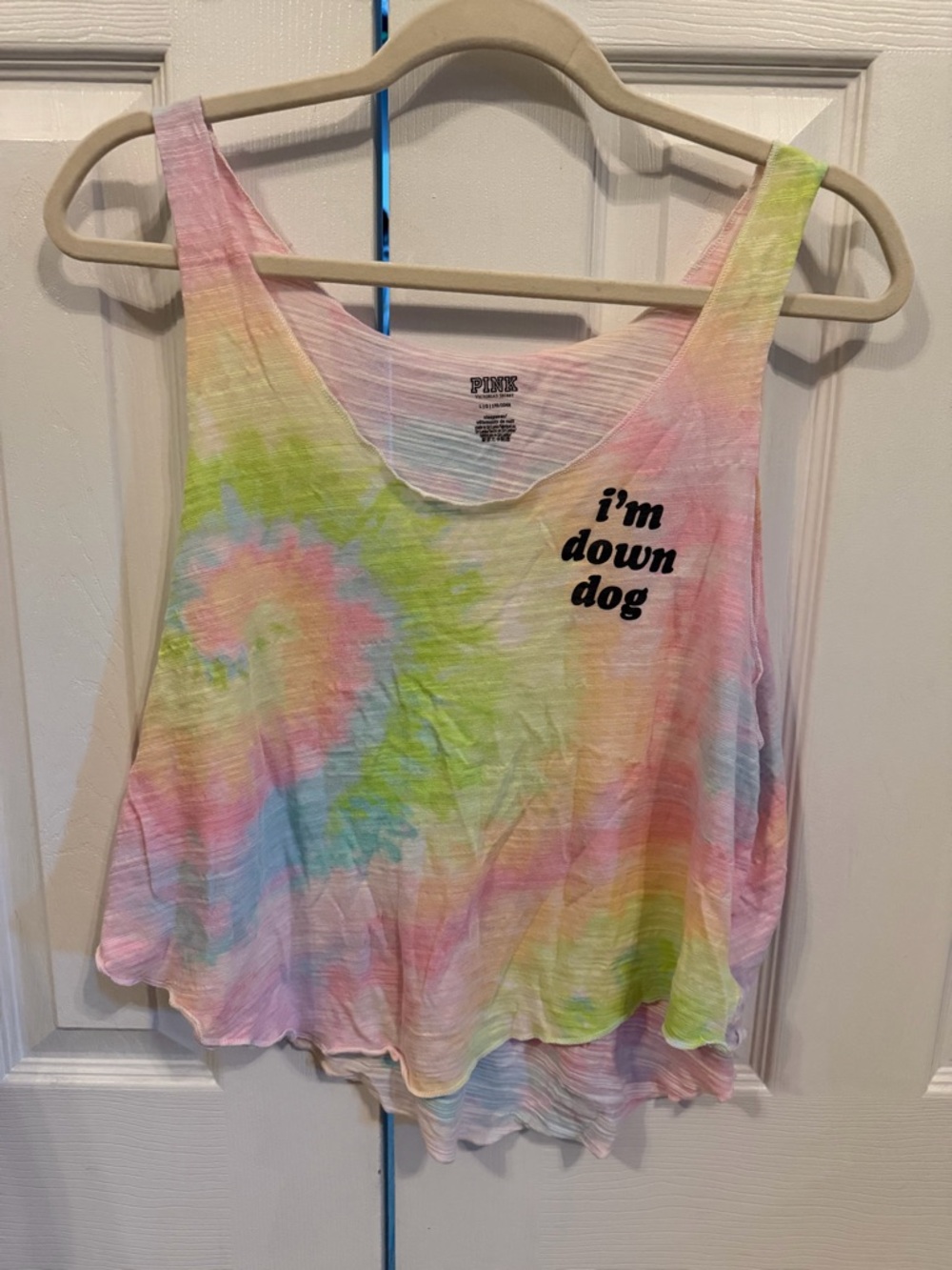 PINK Victoria's Secret Pastel Tie-Dye Pet Tank Top - Pink, Blue, Green, Yellow